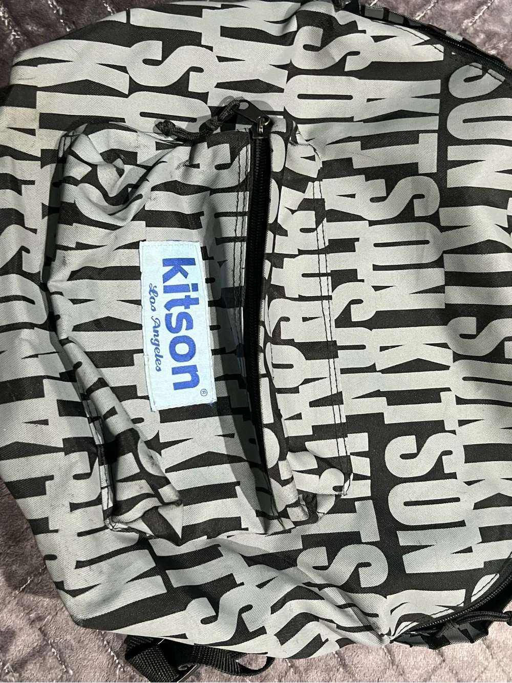 used kitson Black and Gray Logo Kids Backpack